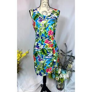 Vintage Expressions Hawaiian Floral Dress w/Wrap Around Skirt 12